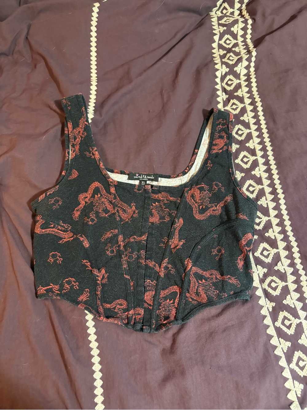 Black & Red Cropped Tank Top